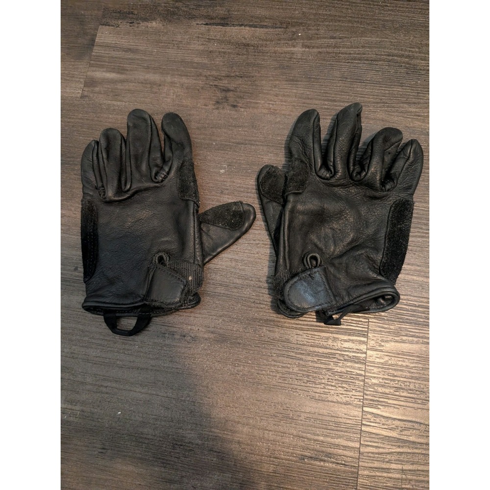 US Military Black Leather Light Duty Utility Gloves Mens Womens Size Medium